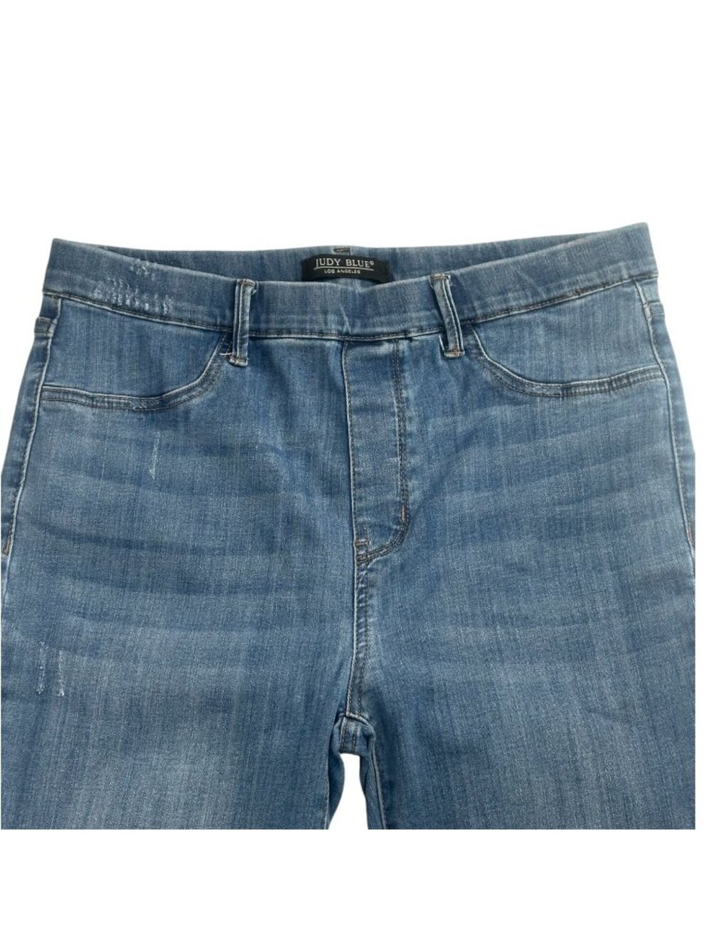Judy Blue Jeans 13/31 Medium Wash Stretch Pull On Cropped Bootcut Raw Hem Denim - Picture 7 of 13